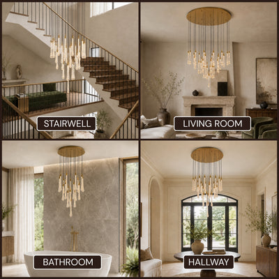 Olivene Glass Teardrop Round Chandelier 24"D