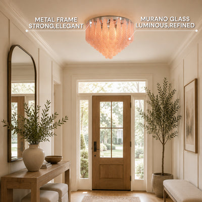 Veloria Murano Glass Leaf Flush Mount 30"D