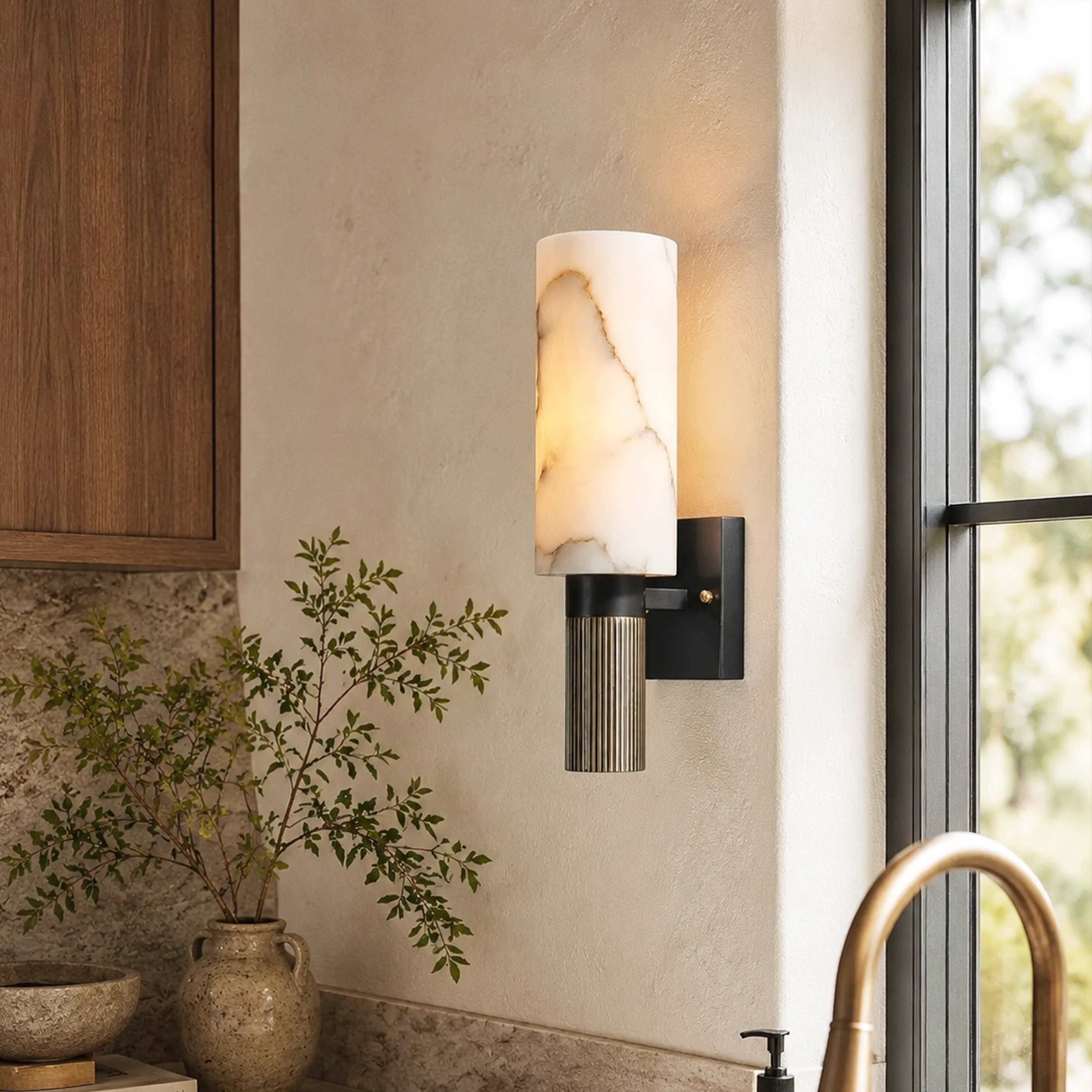 Xelora Alabaster Torch Wall Sconce