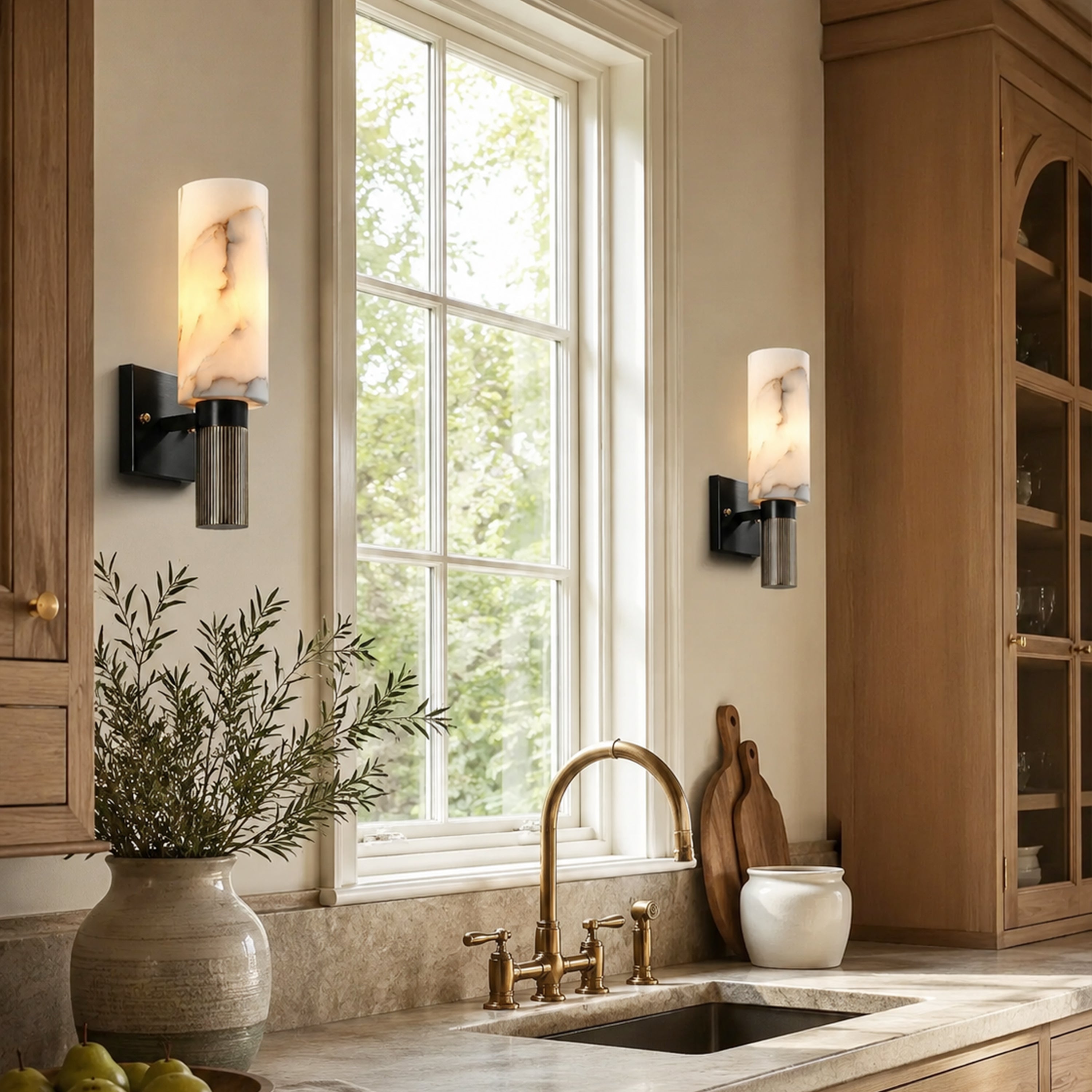Xelora Alabaster Torch Wall Sconce