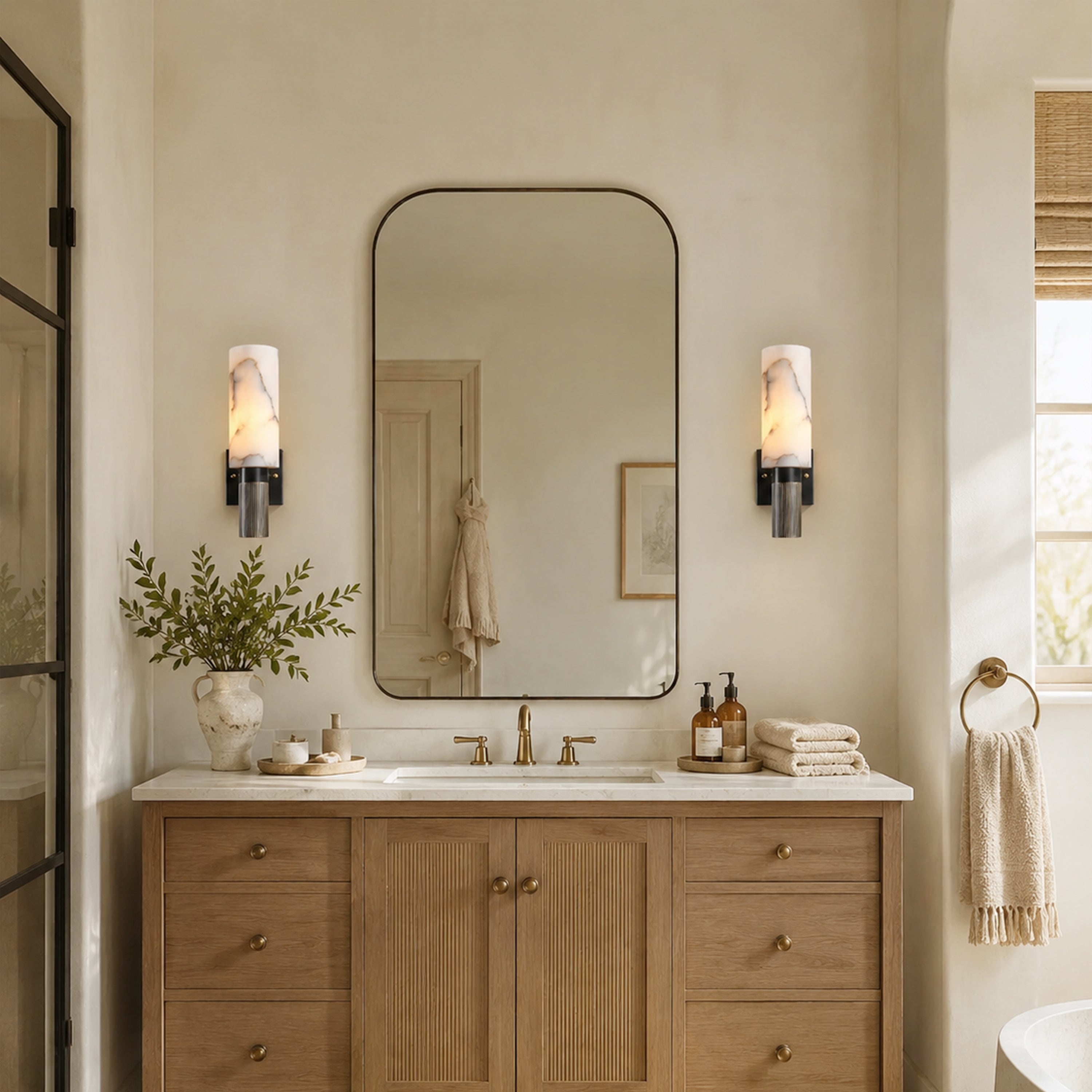 Xelora Alabaster Torch Wall Sconce