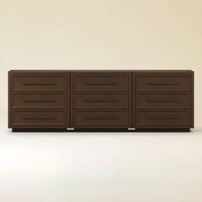 Alvar 95″ Oak 9-Drawer Chest(Set of 3)