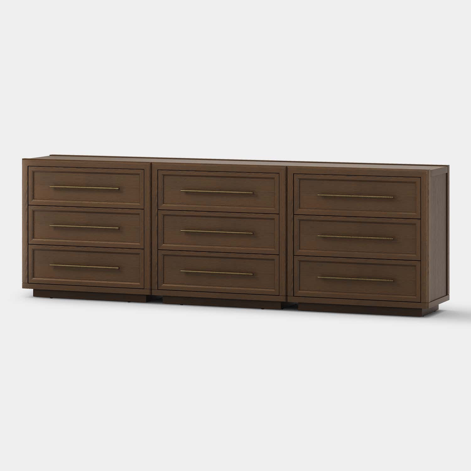 Alvar 95″ Oak 9-Drawer Chest(Set of 3)
