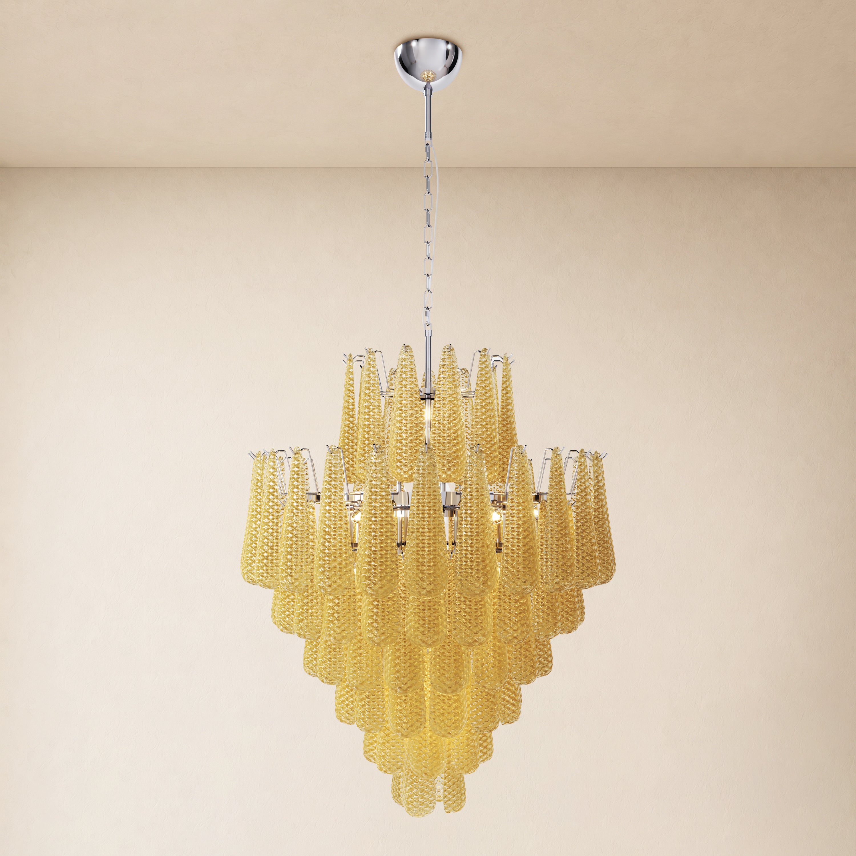Veloria Murano Glass Leaf Tiered Chandelier 32"D