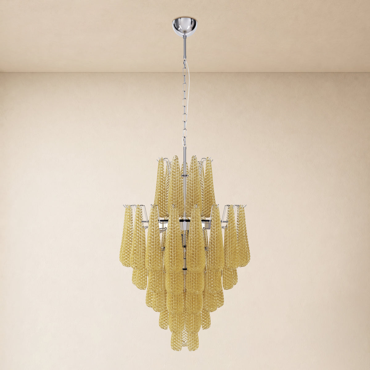 Veloria Murano Glass Leaf Tiered Chandelier 24"D