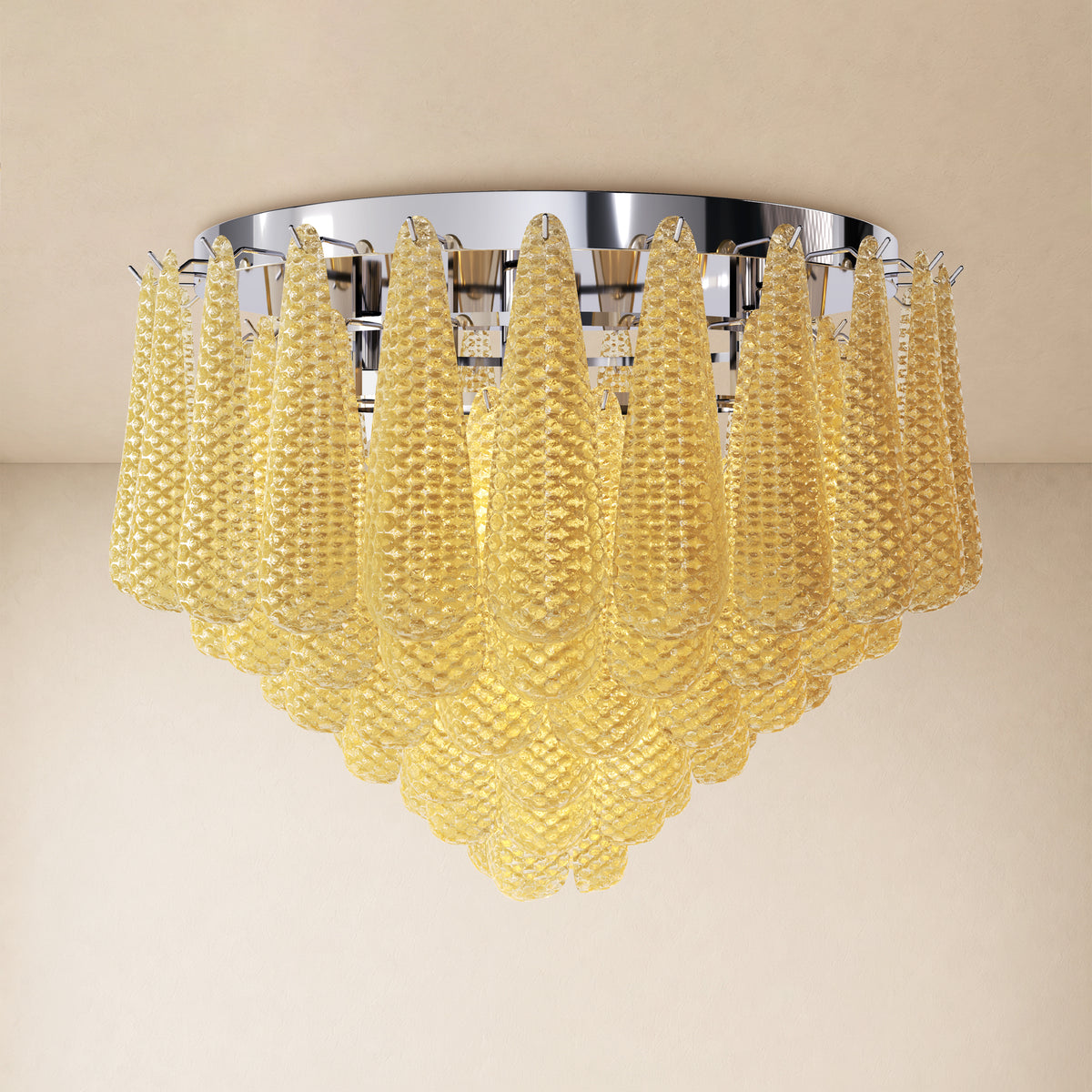 Veloria Murano Glass Leaf Flush Mount 30"D