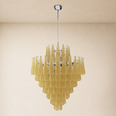 Veloria Murano Glass Leaf Tiered Chandelier 36"D
