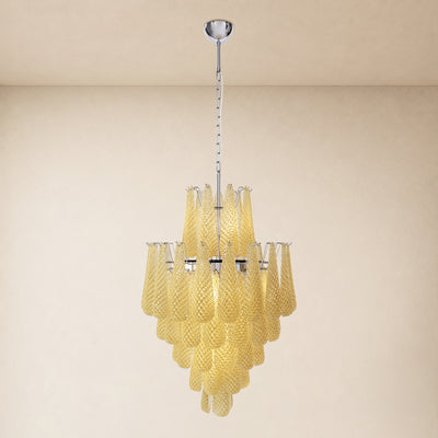 Veloria Murano Glass Leaf Tiered Chandelier 24"D