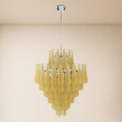 Veloria Murano Glass Leaf Tiered Chandelier 32"D