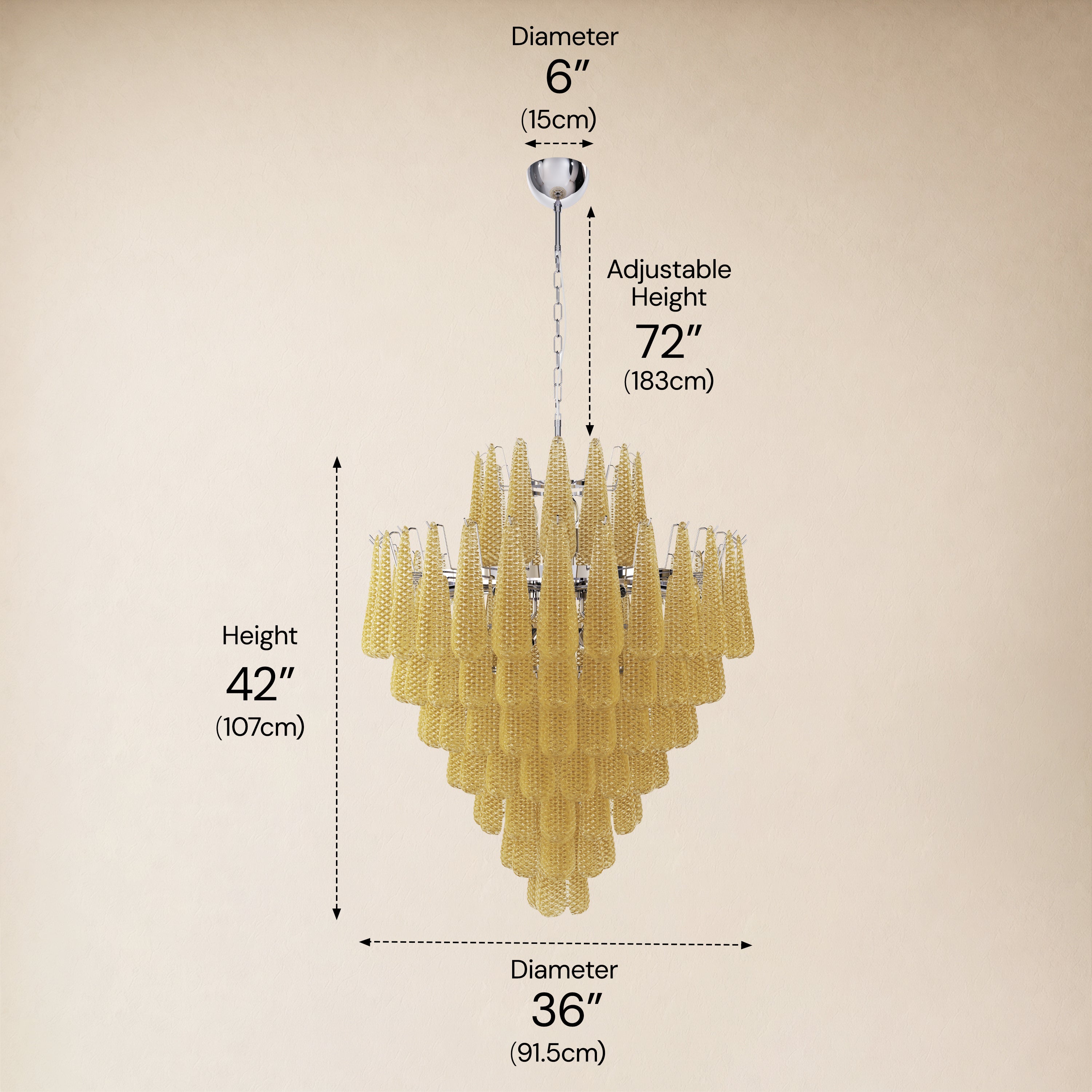 Veloria Murano Glass Leaf Tiered Chandelier 36"D