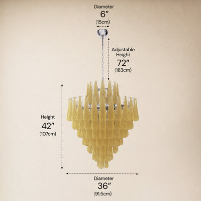 Veloria Murano Glass Leaf Tiered Chandelier 36"D