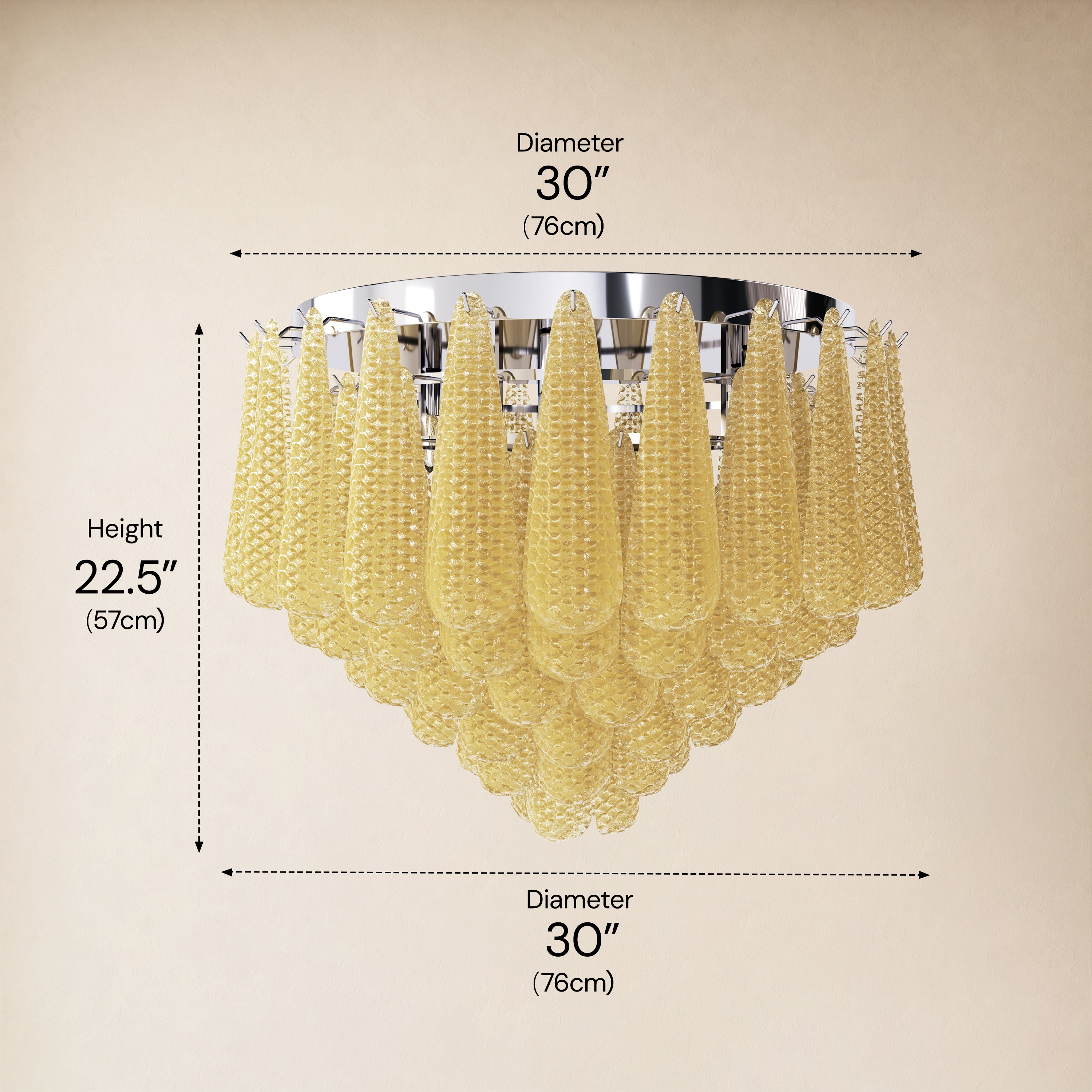 Veloria Murano Glass Leaf Flush Mount 30"D