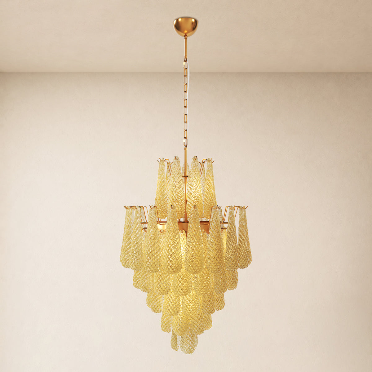 Veloria Murano Glass Leaf Tiered Chandelier 24"D