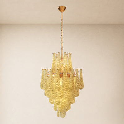 Veloria Murano Glass Leaf Tiered Chandelier 24"D