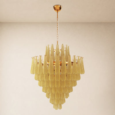 Veloria Murano Glass Leaf Tiered Chandelier 36"D