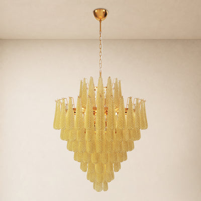 Veloria Murano Glass Leaf Tiered Chandelier 36"D
