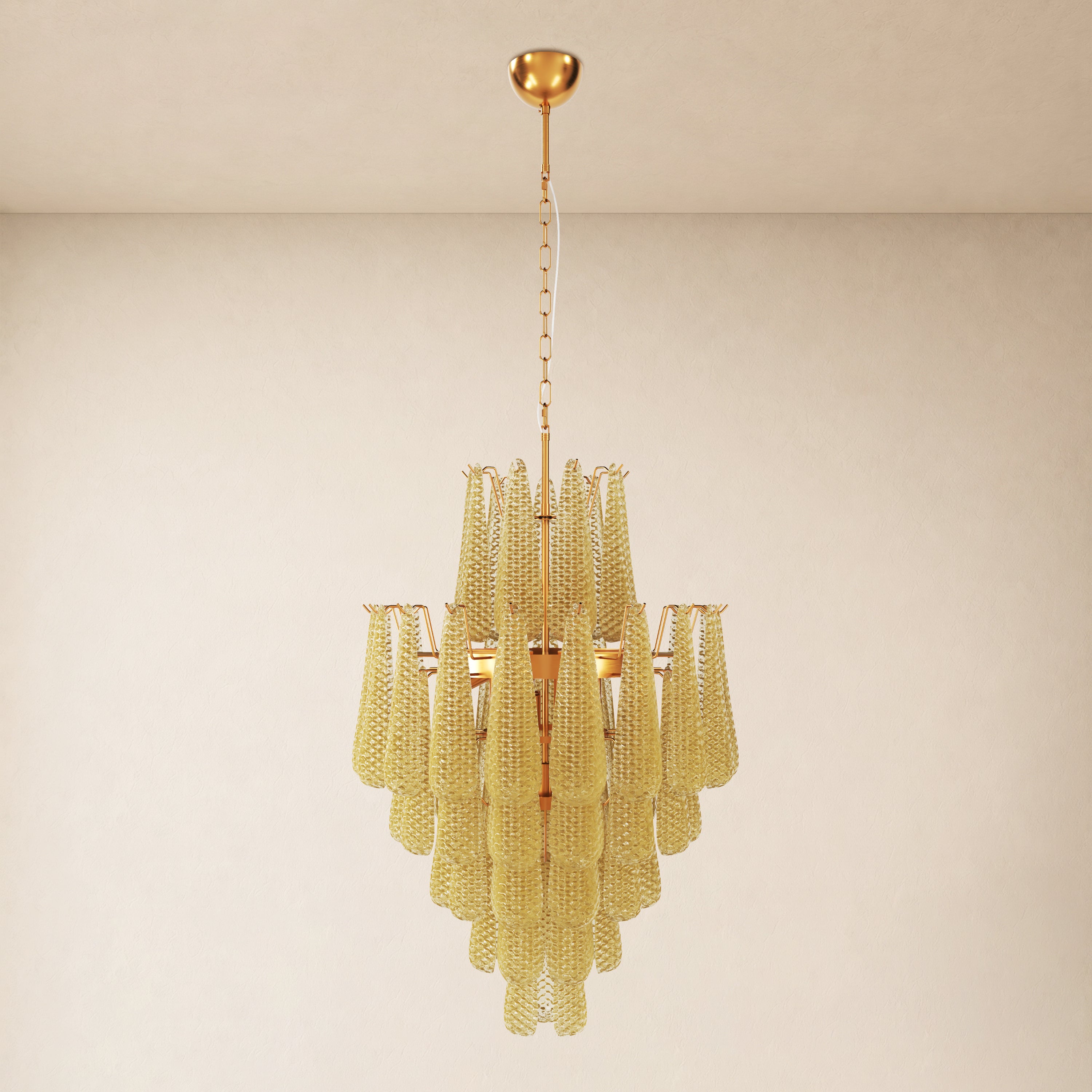 Veloria Murano Glass Leaf Tiered Chandelier 24"D