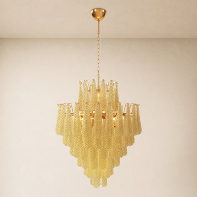 Veloria Murano Glass Leaf Tiered Chandelier 32"D