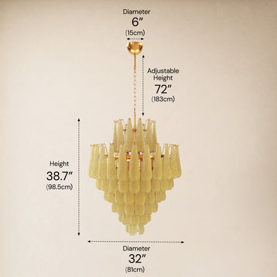 Veloria Murano Glass Leaf Tiered Chandelier 32"D