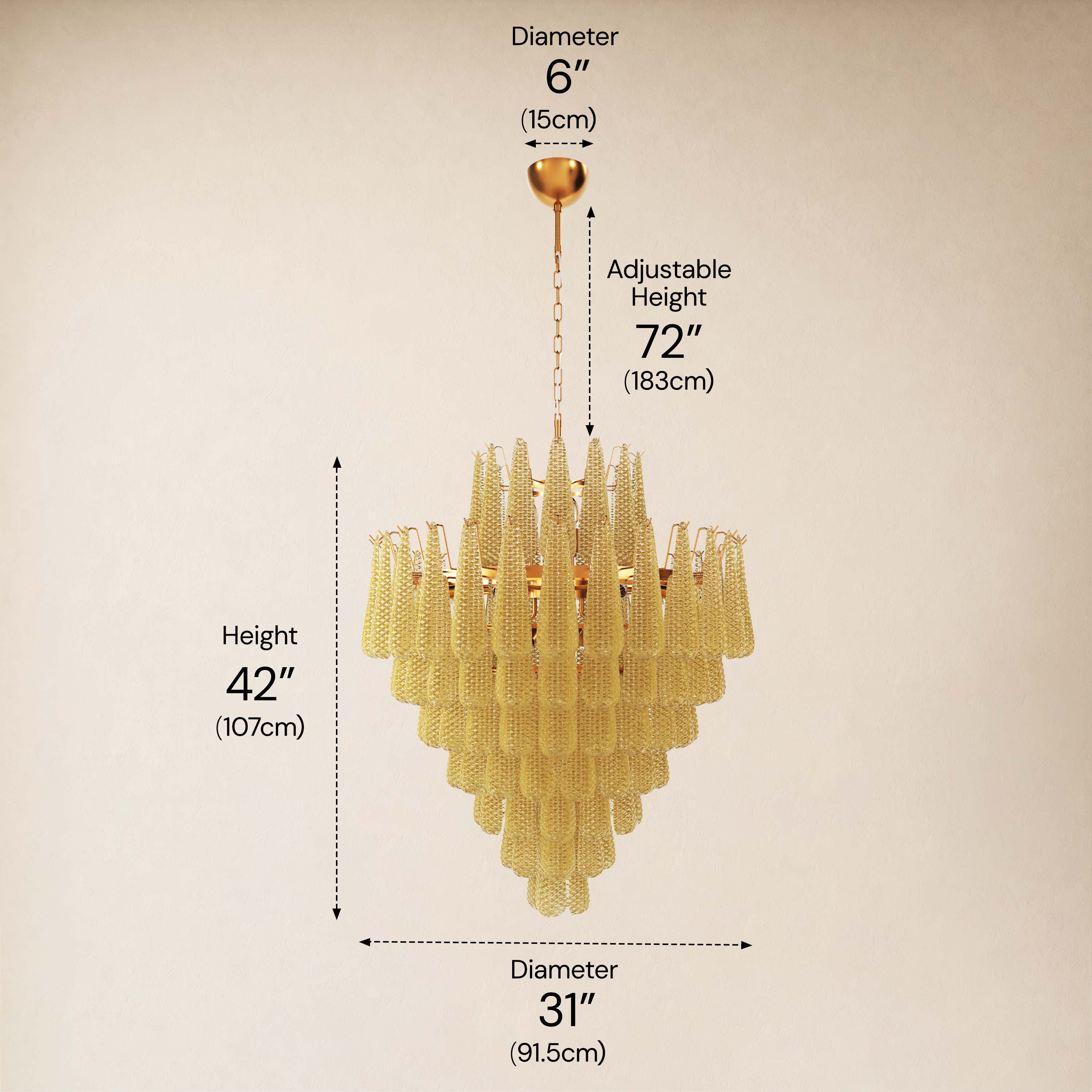 Veloria Murano Glass Leaf Tiered Chandelier 36"D dimensions 6