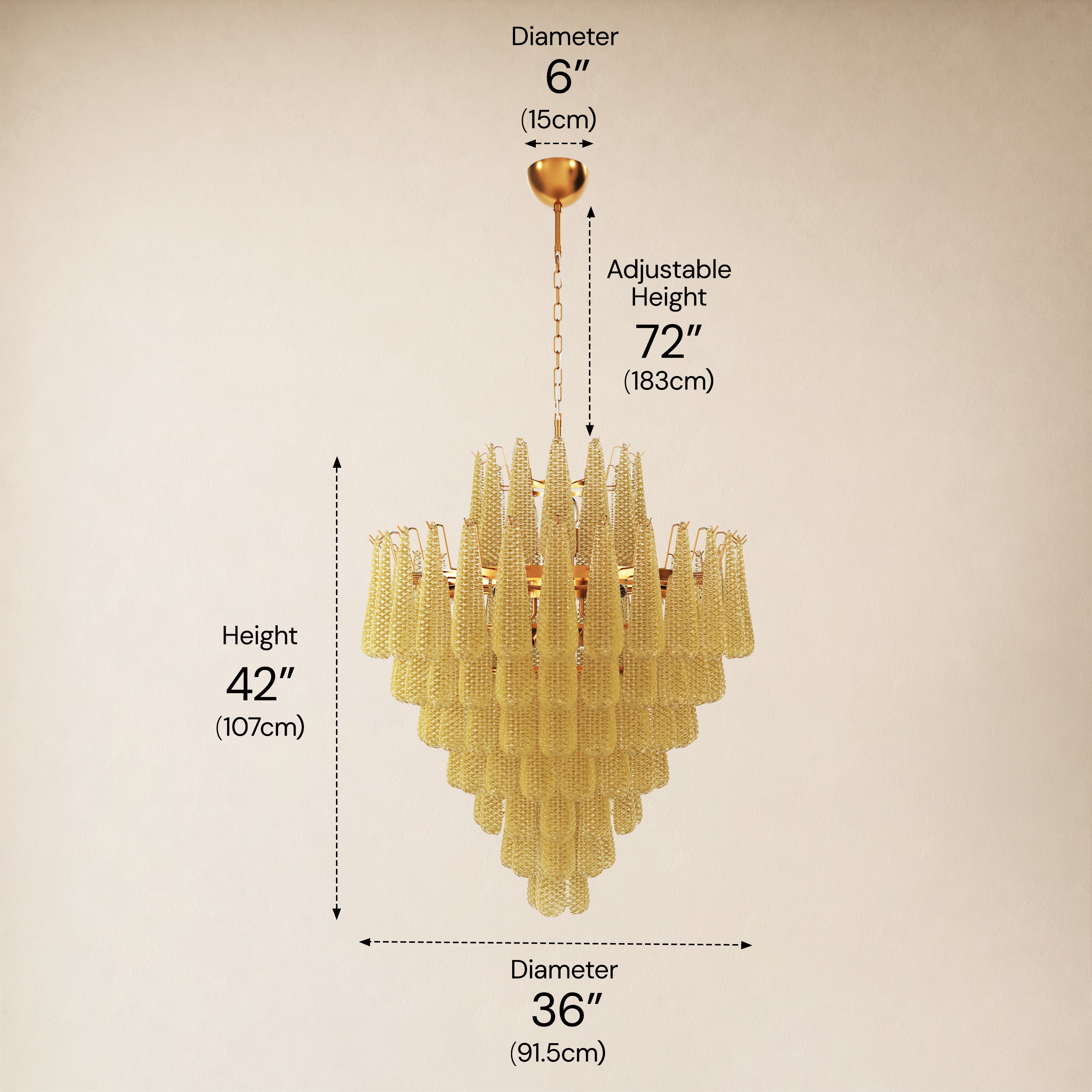 Veloria Murano Glass Leaf Tiered Chandelier 36"D