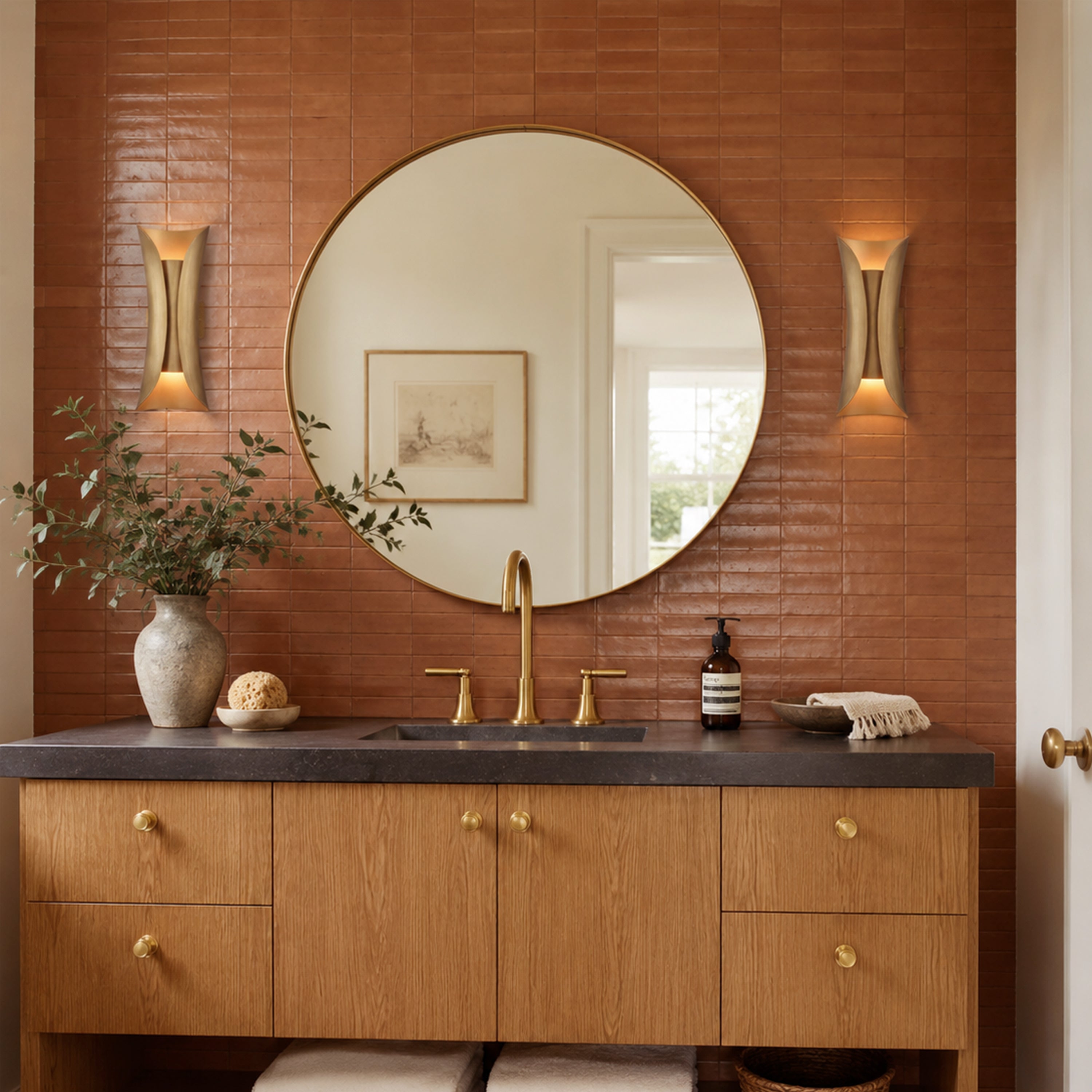 Zephyra Brass Hourglass Wall Sconce