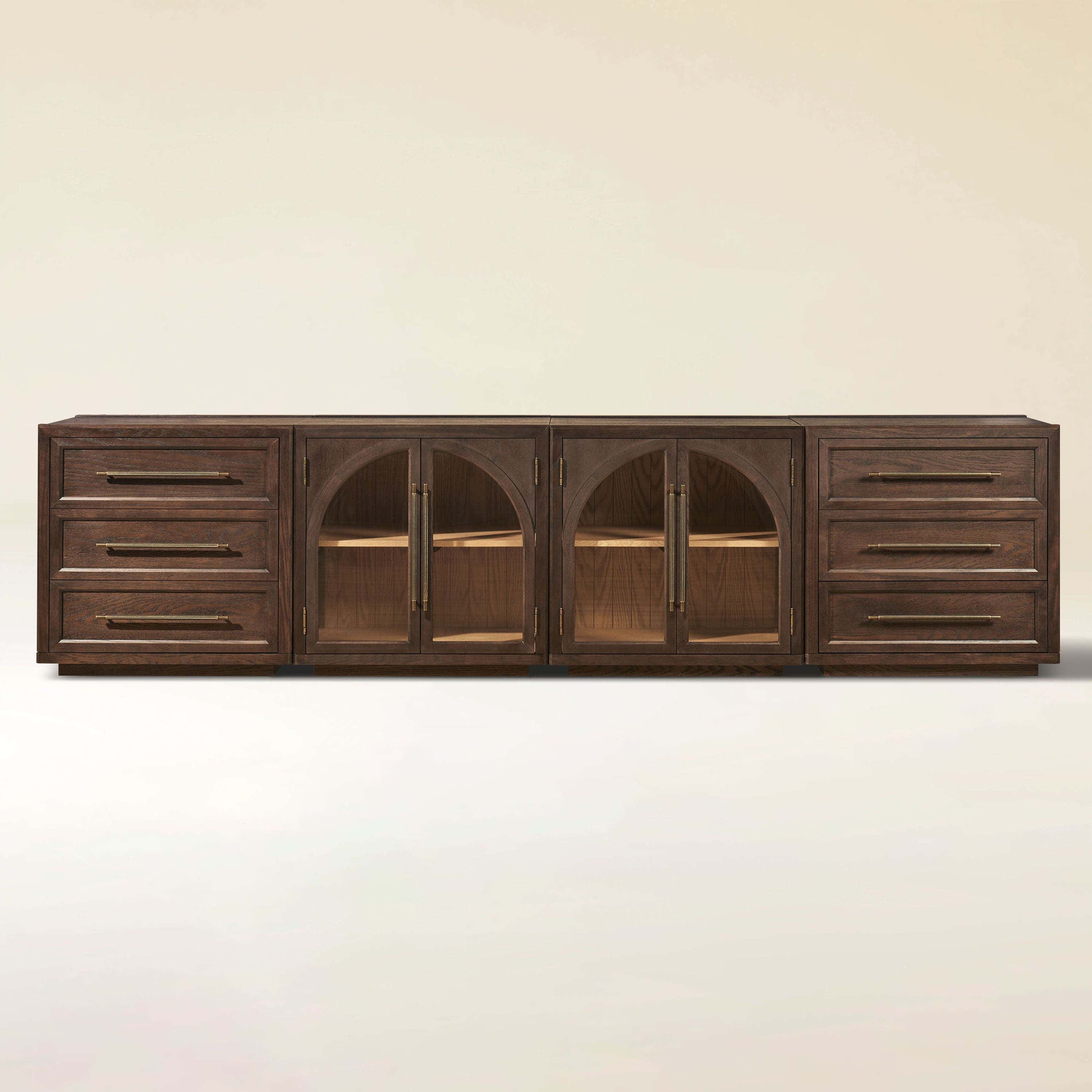 Alvar Arched 121″ Oak Modular Media Console(Set of 4)