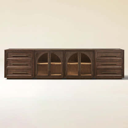 Alvar Arched 121″ Oak Modular Media Console(Set of 4)