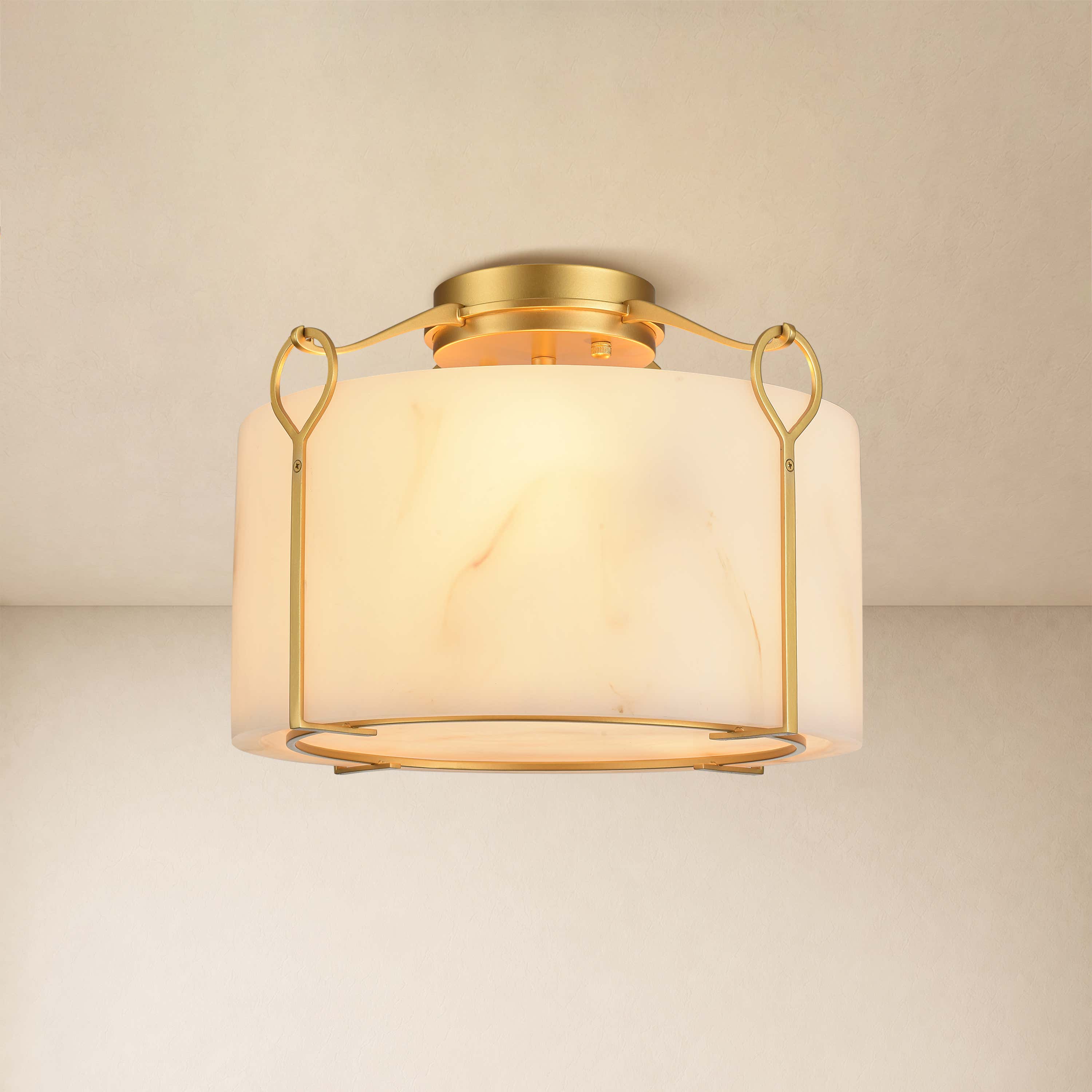 Alora Resin Alabaster Texture Round Flush Mount