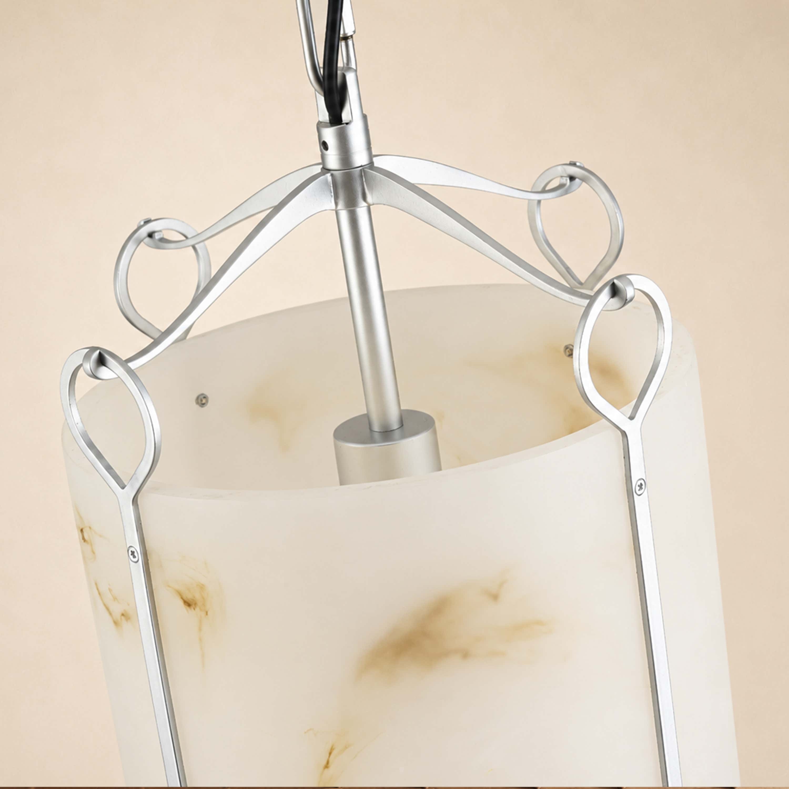 Alora Resin Alabaster Texture Round Pendant 9.8"W
