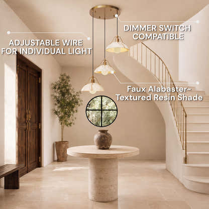 Aurevyn Resin 3-Light Round Pendant 15.7"D