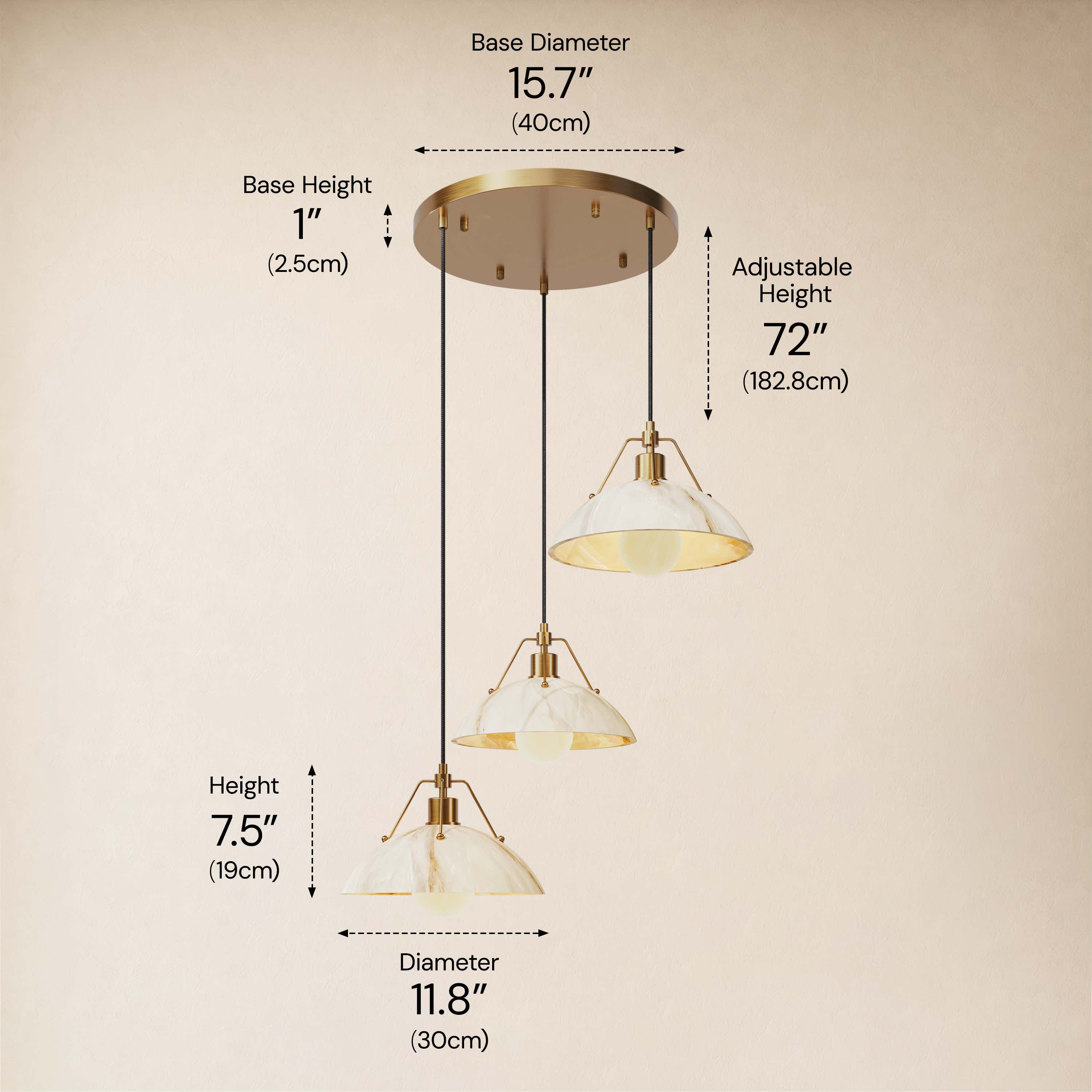 Aurevyn Resin 3-Light Round Pendant 15.7"D