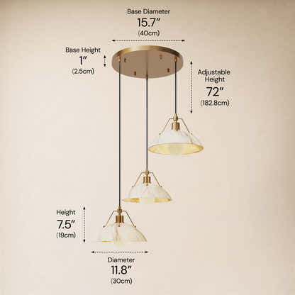 Aurevyn Resin 3-Light Round Pendant 15.7"D