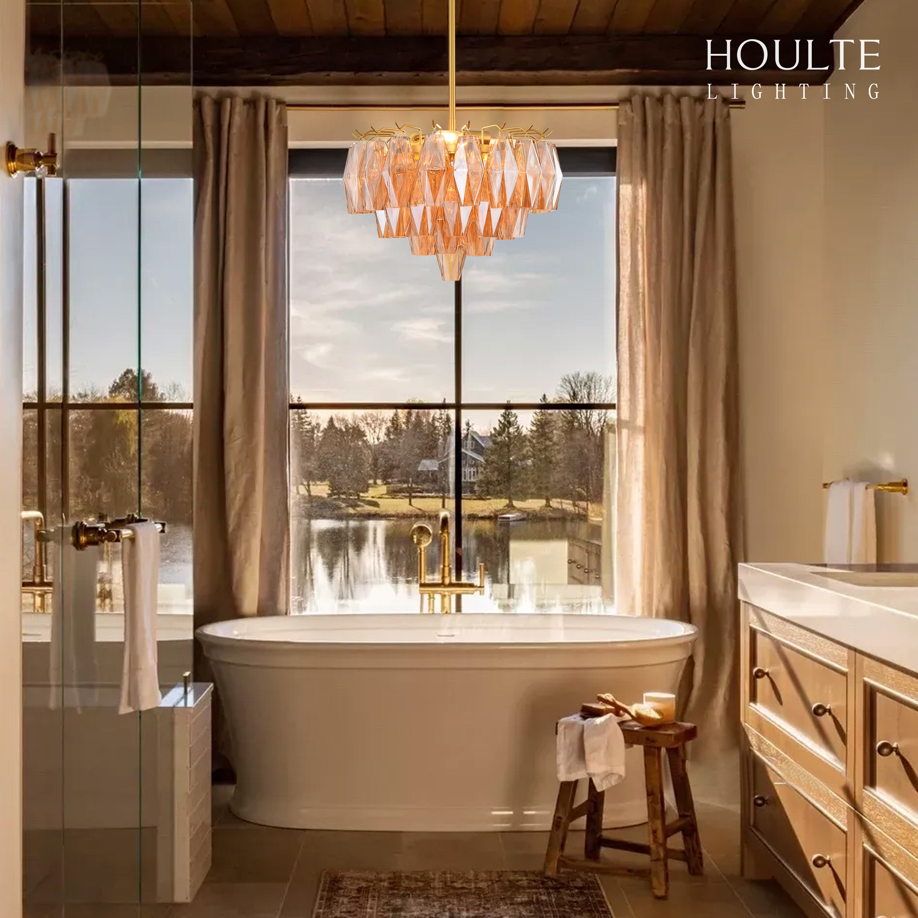 Celestial Drop Glass Crystal Glass Chandelier 43cm D