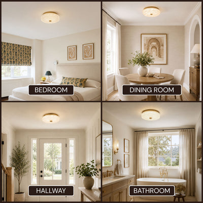 Marielle Crystal Glass Round Flush Mount
