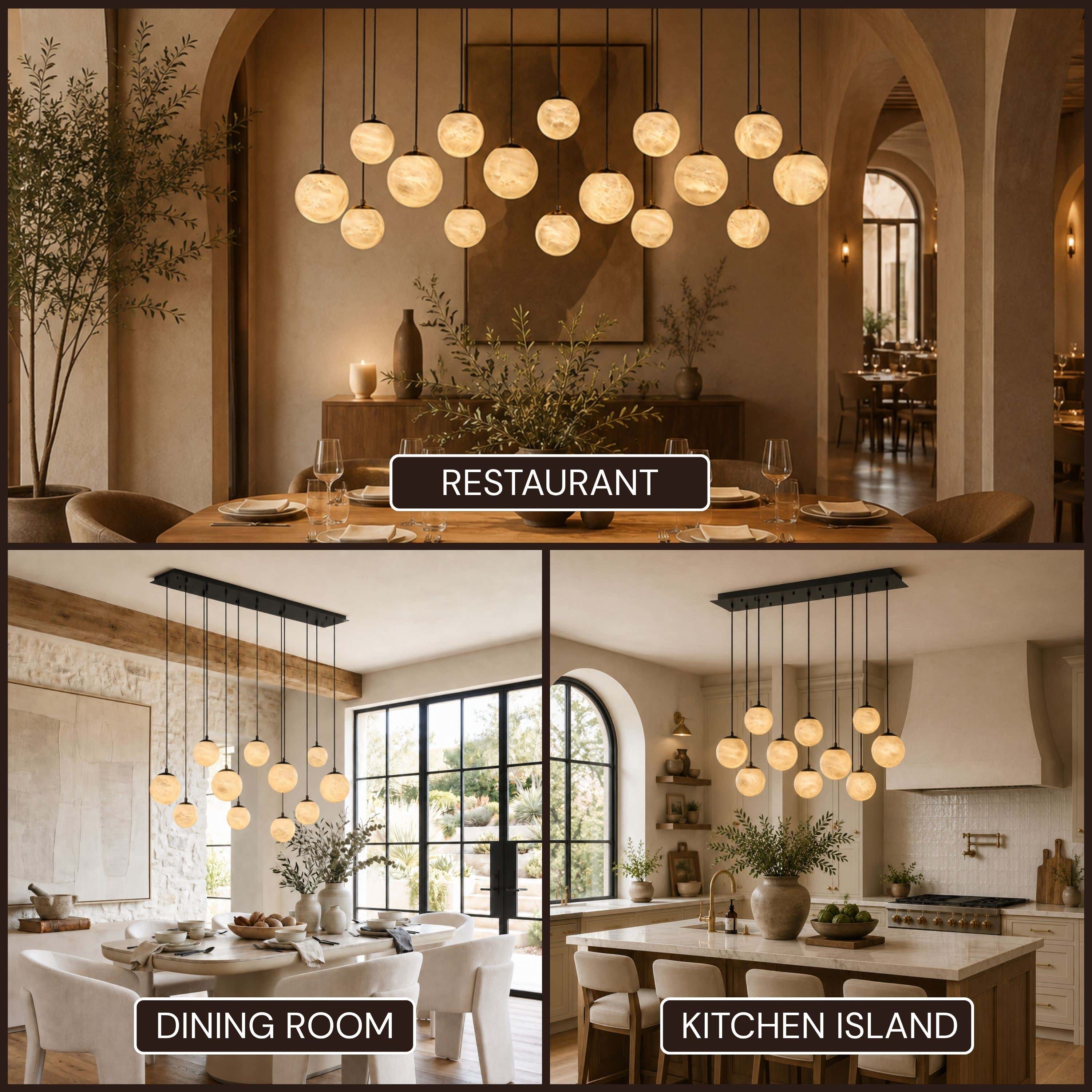 Elviora Resin Alabaster Globe Rectangular Chandelier
