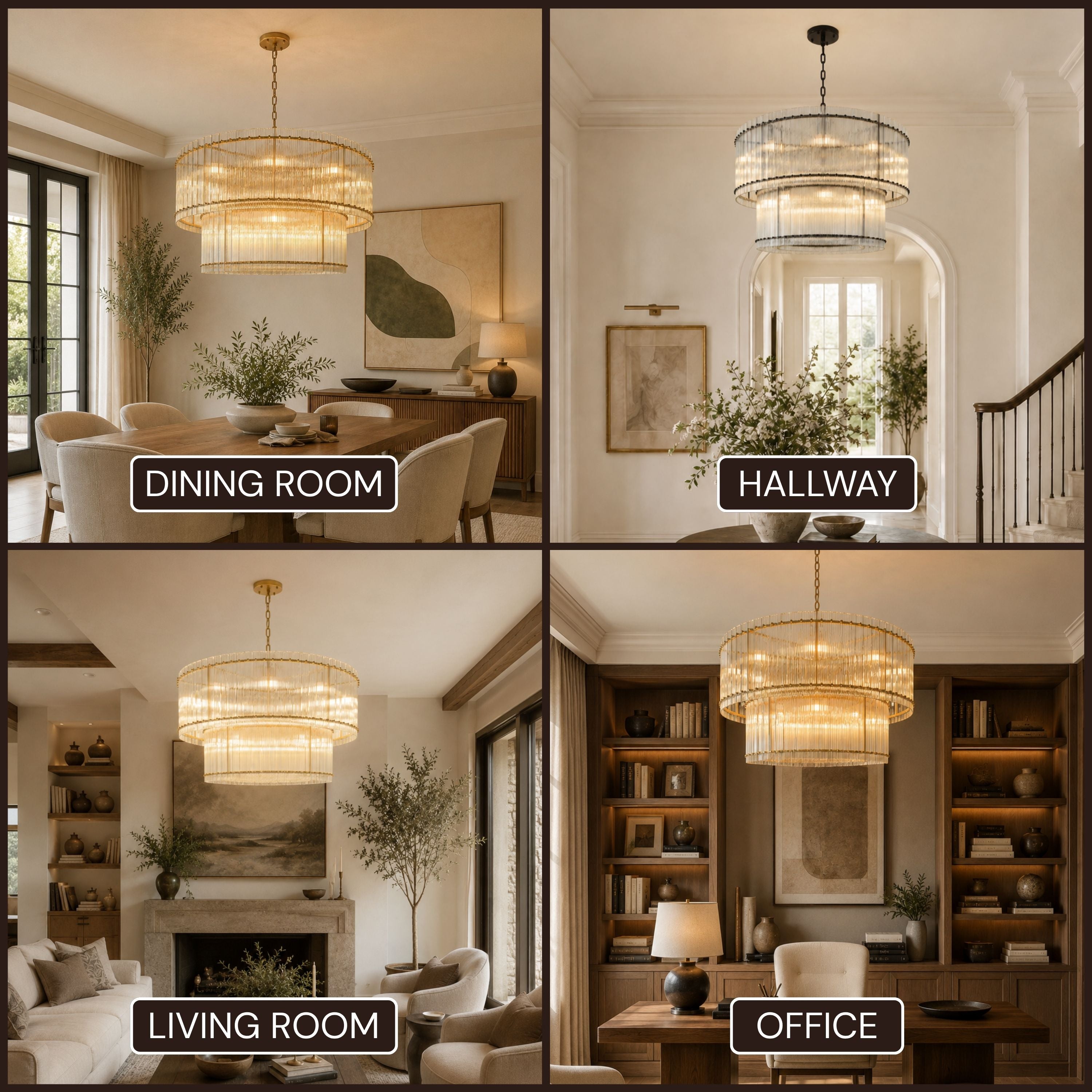 Solvayne Ribbed Glass Tiered Chandelier 48"D