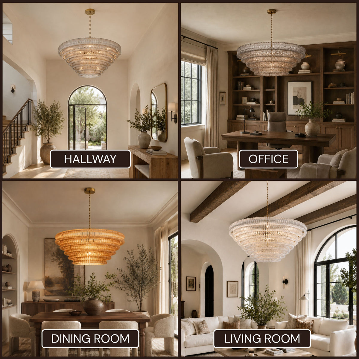 Ondalia Tiered Glass Custom Round Chandelier 48" 60"D