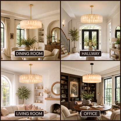 Lunara Alabaster Round Custom Chandelier 48"D 59"D