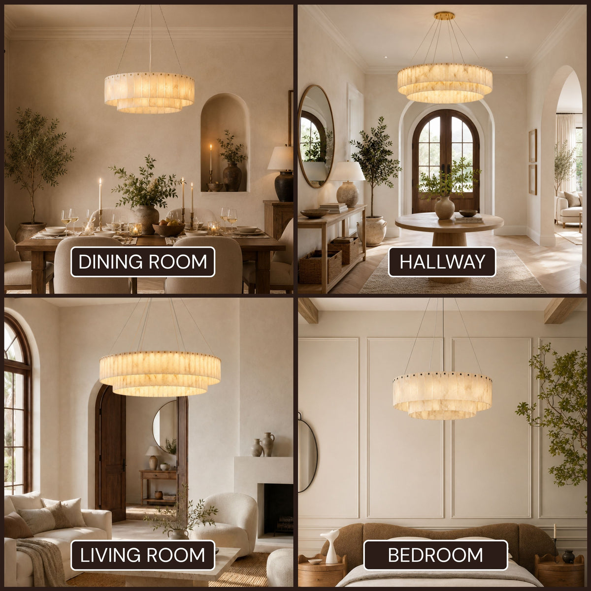 Sawyer Alabaster Custom Round Chandelier 24" 48"D