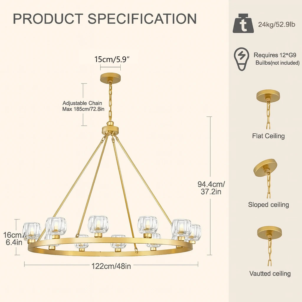Vellum Round Chandelier 122cm D