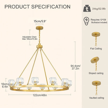 Vellum Round Chandelier 122cm D