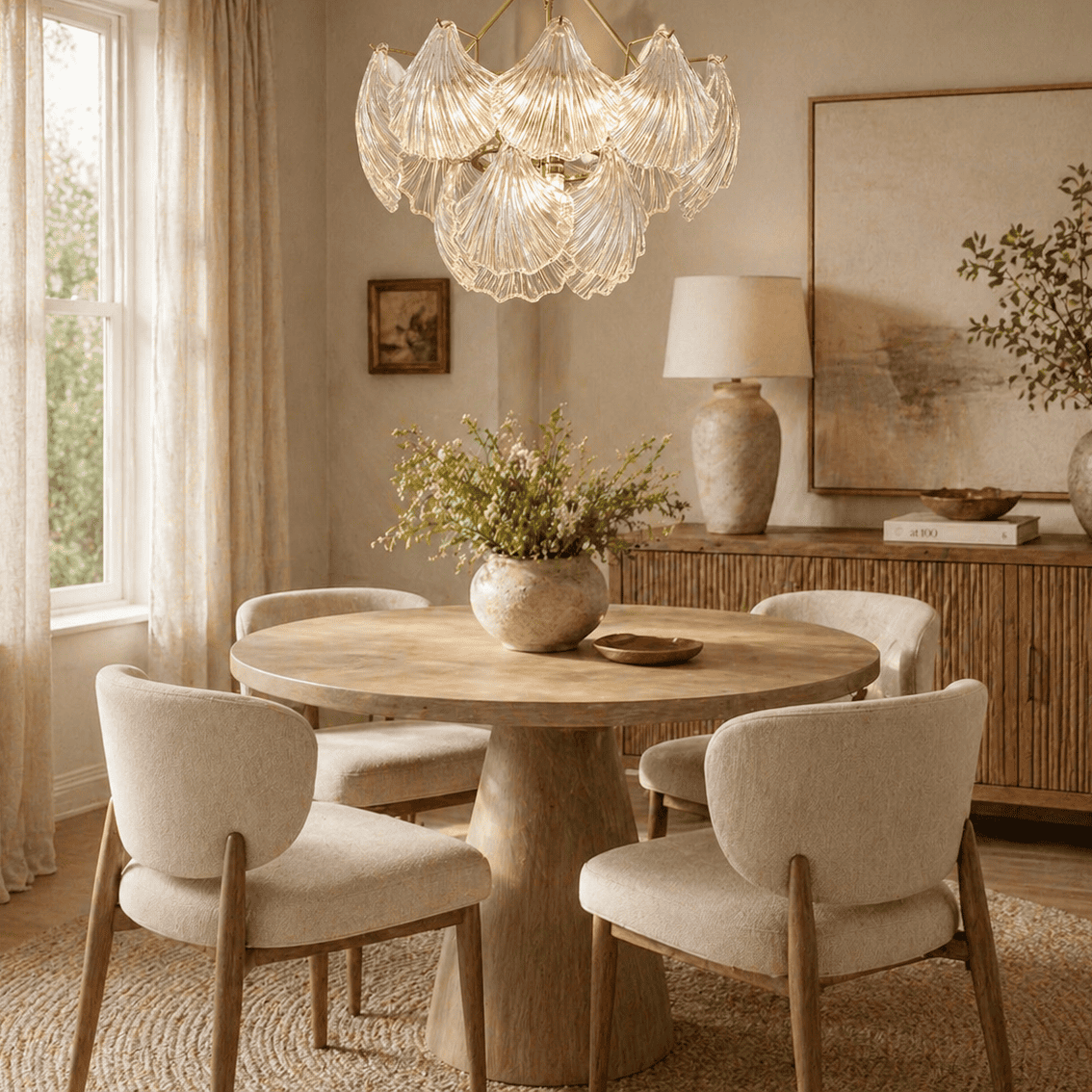 Marivelle Shell Glass Round Chandelier
