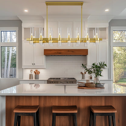 Cylora Glass Tube Rectangular Chandelier 137cm