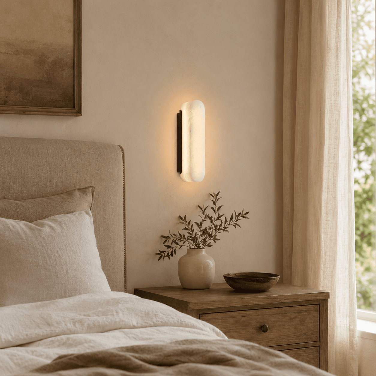 Valora Alabaster Capsule Wall Sconce