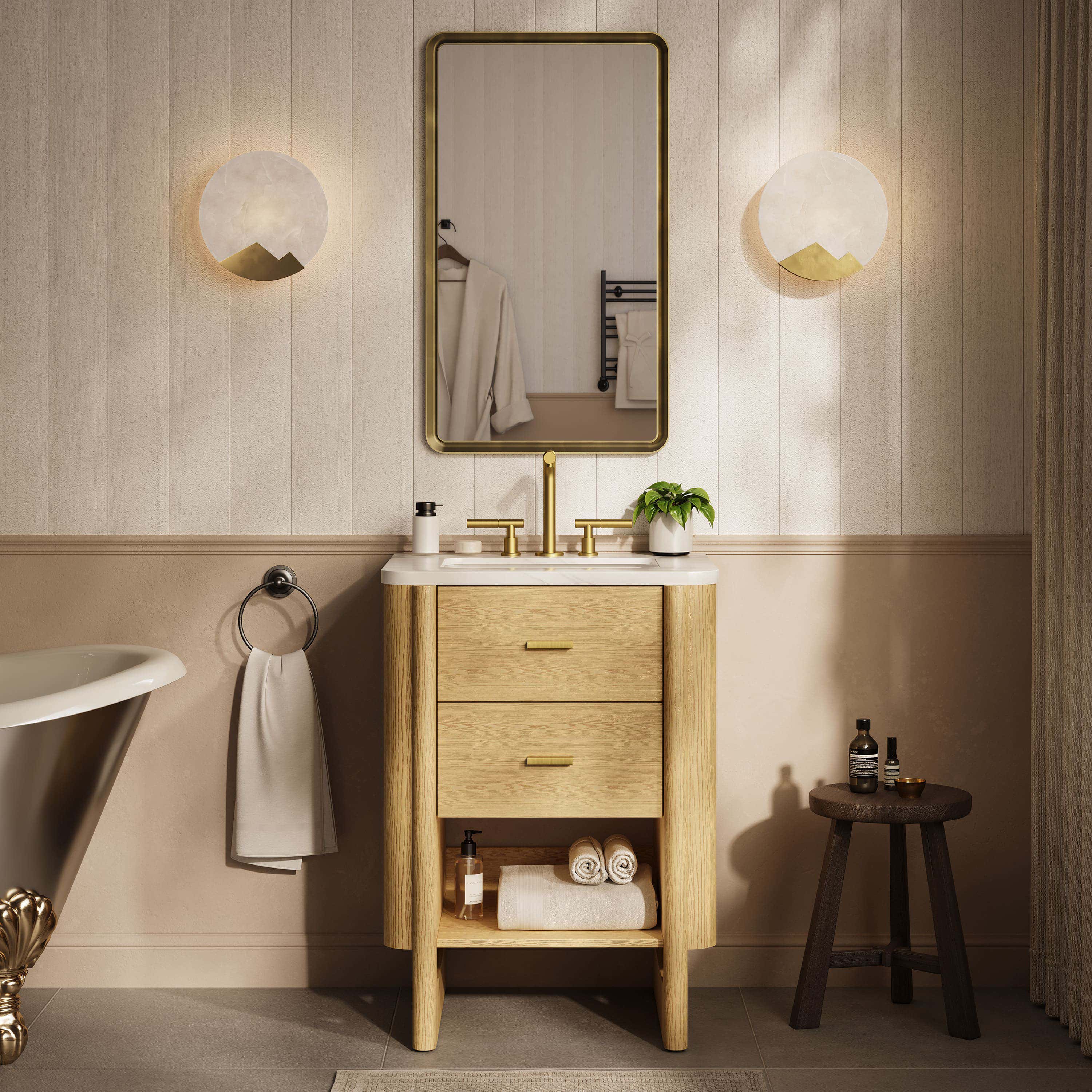 Egwent Alabaster Brass Sconce 20cm