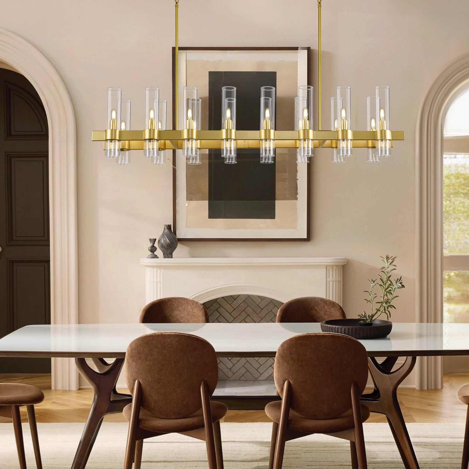 Cylora Glass Tube Rectangular Chandelier 137cm