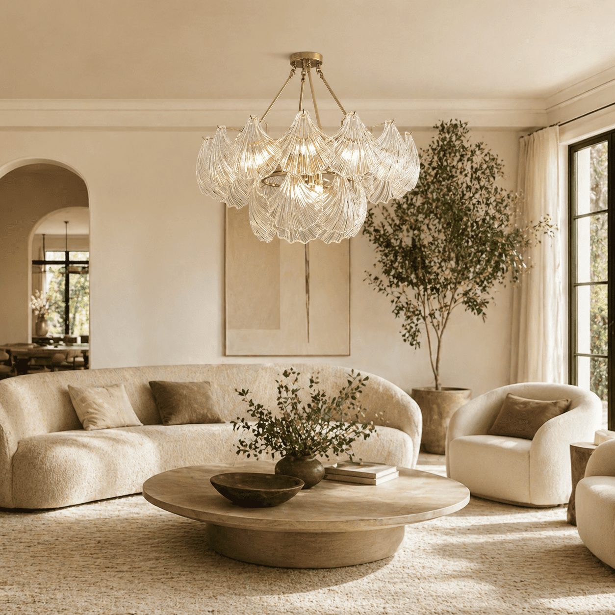 Marivelle Shell Glass Round Chandelier