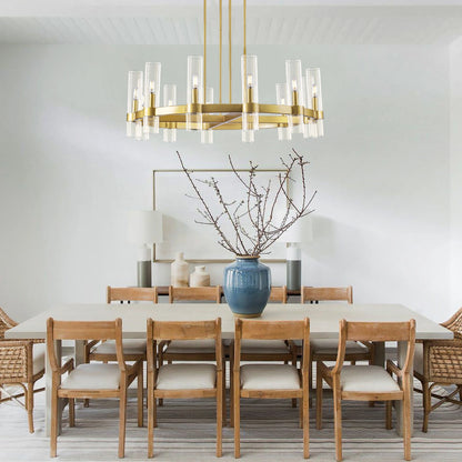 Cylora Glass Tube Round Chain Chandelier 122cm