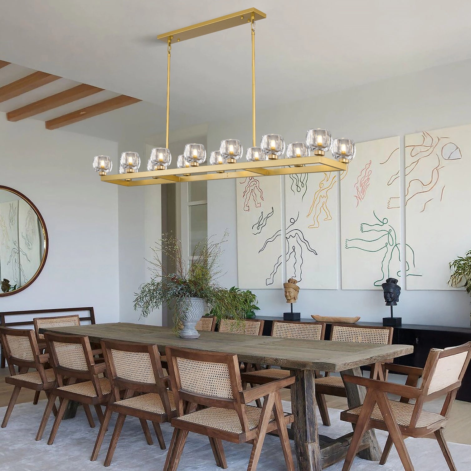 Vellum Rectangular Chandelier 150cm L